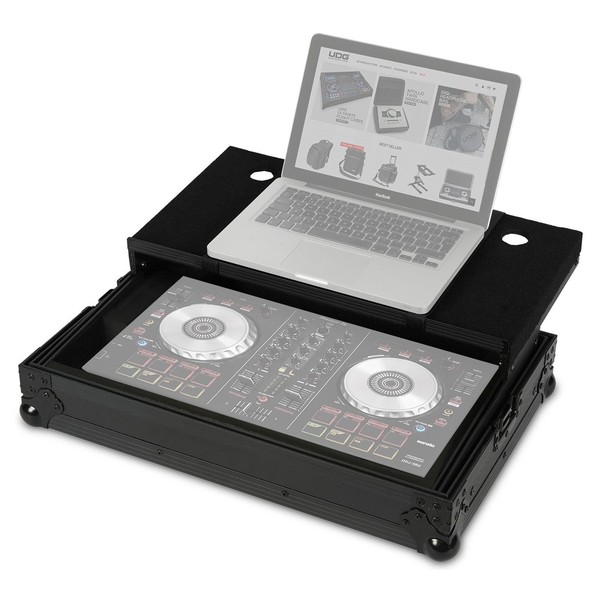 UDG FlightCase DDJ-SB2/SB & Laptop Shelf - Angled Open (Equipment Not Included)