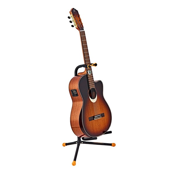 Ortega OGS-1BK Guitar Stand, Orange/Black With Acoustic