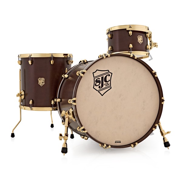 SJC Drums Tour 22'' 3 Piece Shell Pack, LTD ED Walnut with Brass HW