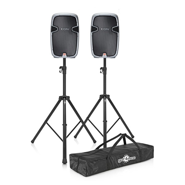 JBL EON 315 Active PA Speaker Pair with Stands