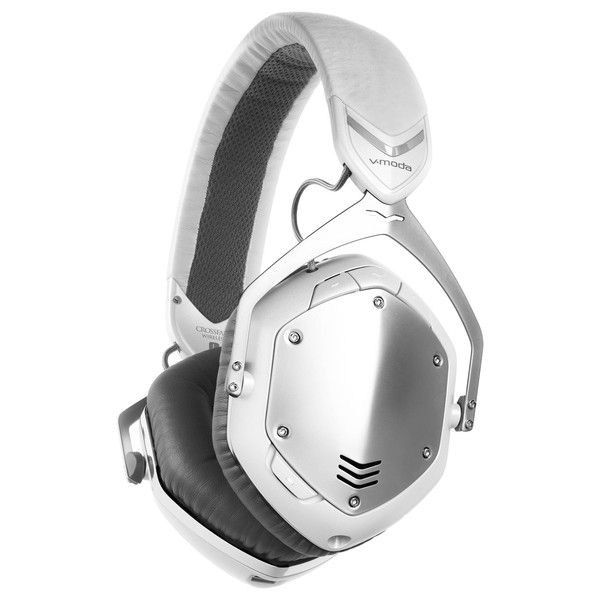 V-Moda Crossfade Wireless Bluetooth Headphones, White Silver - Angled