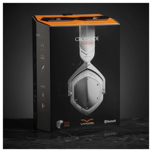 V-Moda Crossfade Wireless Bluetooth Headphones, White Silver - Boxed
