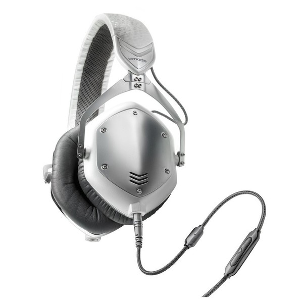 V-Moda M-100 Crossfade Headphones, White Silver - Angled