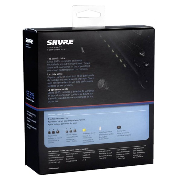 Shure SE315 Earphones Back Box