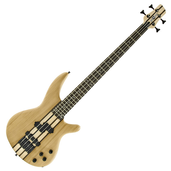 Oregon Neck Thru Bass Guitar + Case by Gear4music, Natural