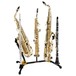 Hercules DS538B Alto and Tenor Saxophone Dual Stand, With 3 Pegs With Instruments