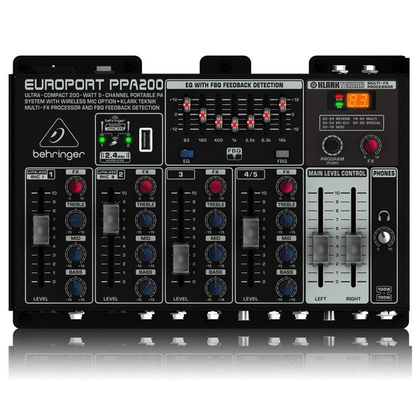 Behringer PPA200 5 Channel Portable PA System at Gear4music