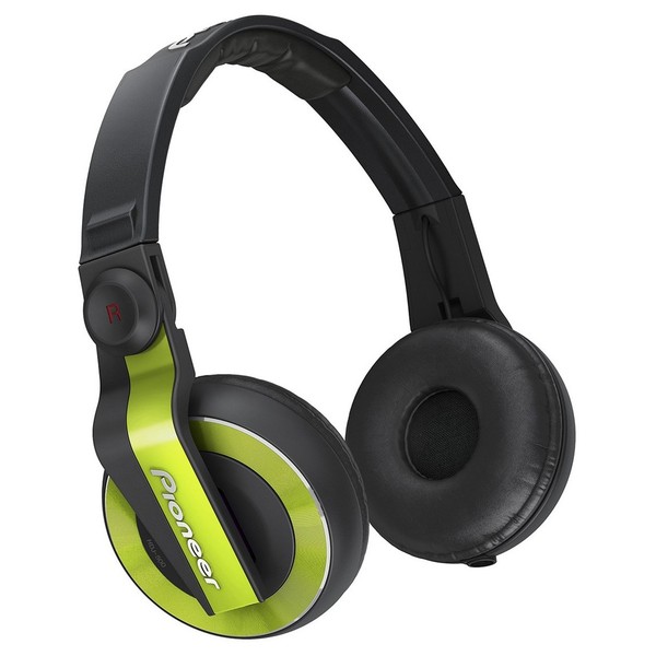 Pioneer HDJ 500 DJ Headphones, Green - Angled