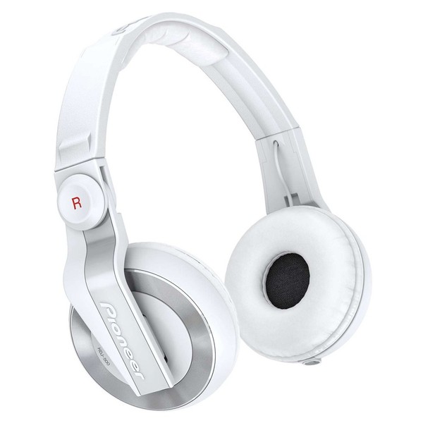 Pioneer HDJ 500 DJ Headphones, White - Angled