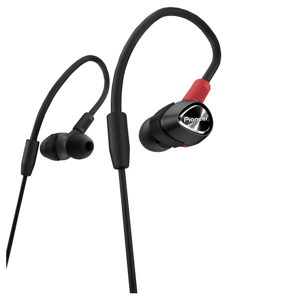 Pioneer DJE-2000 In-Ear DJ Headphones, Black - Angled