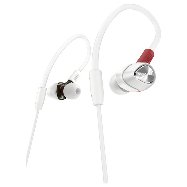 Pioneer DJE-2000 In-Ear DJ Headphones, White - Angled