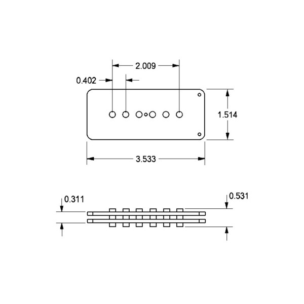Seymour Duncan Antiquity II Jazzmaster Jam Pickup Dimension Specification