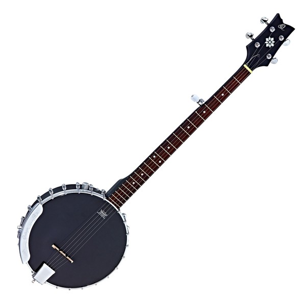 Ortega OBJE250OP-SBK Raven Series 5 String Electro Banjo, Black Front