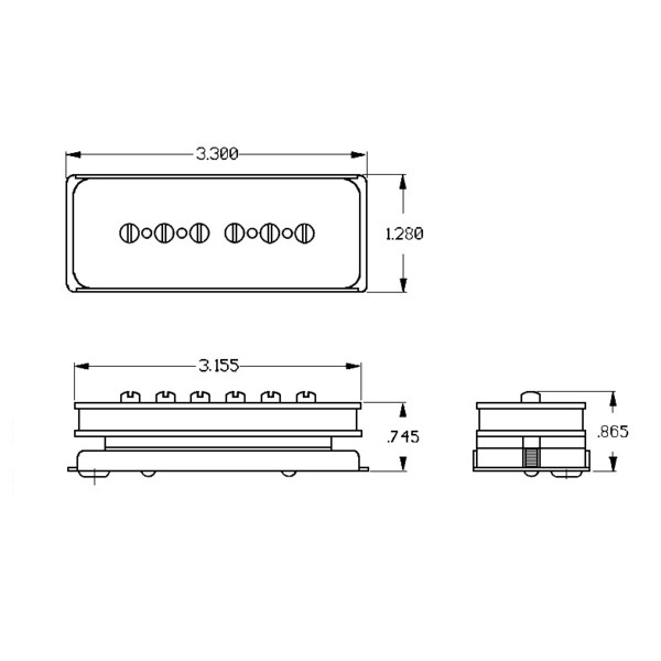 Seymour Duncan Antiquity P90 Soapbar Pickup Dimension Specification