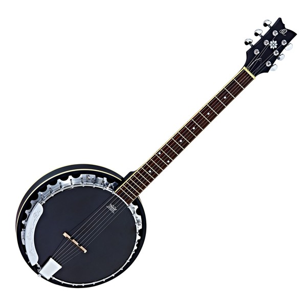 Ortega OBJE350/6-SBK Raven Series 6 String Electro Banjo, Black Front