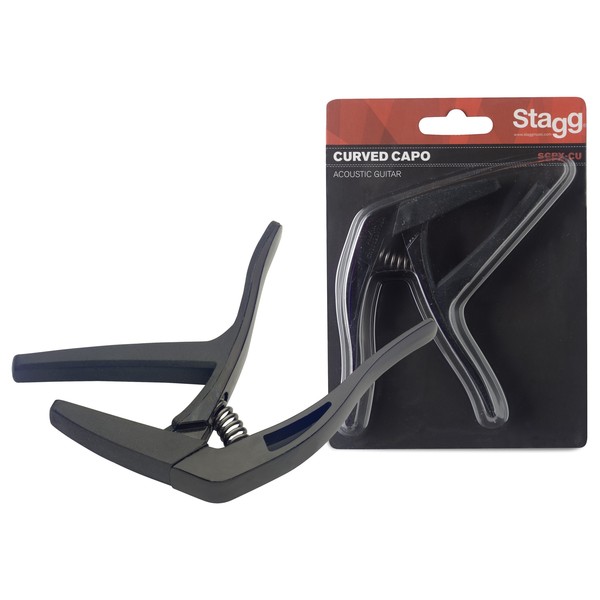 Stagg Curved Trigger Capo For Acoustic & Electric Guitar, Black
