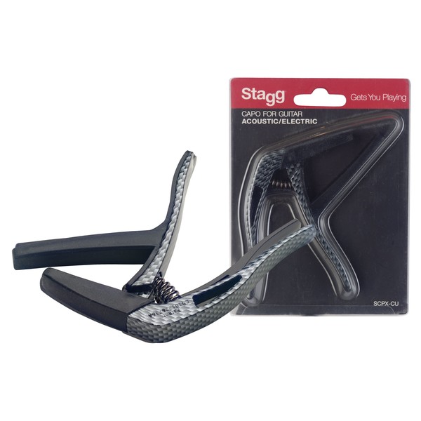Stagg Curved Trigger Capo For Acoustic & Electric Guitar, Carbon