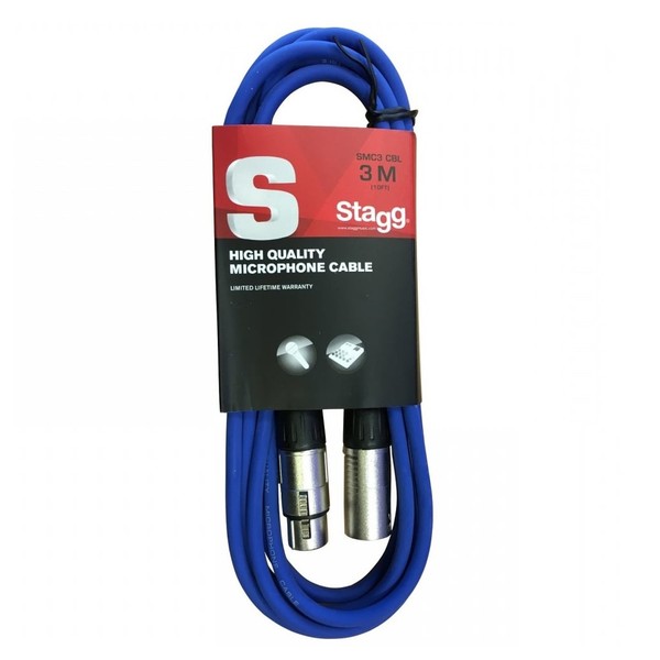 Stagg 3m XLR to XLR Microphone Cable, Blue - Cable