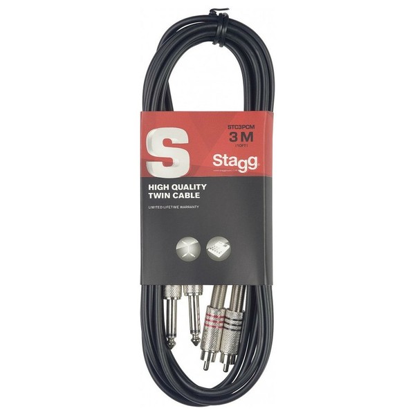 Stagg 2 x Male RCA - 2 x Jack Lead - 3m - Cable