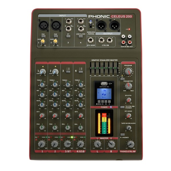 Phonic CELEUS 200 Analog Mixer with USB Recorder and Bluetooth