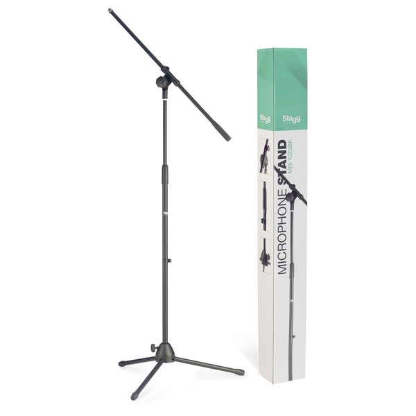 Stagg MIS-1022BK Microphone Boom Stand with Folding Legs - Stand & Box