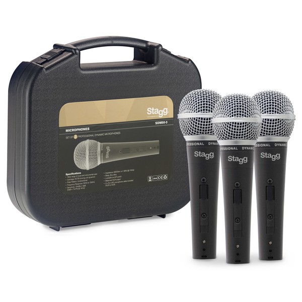 Stagg SDM50-3 Set of 3 Professional Cardioid Dynamic Mics