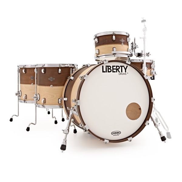 Liberty Drums 5pc Fusion Series Drum Kit, Whiskey & Natural Box Inlay