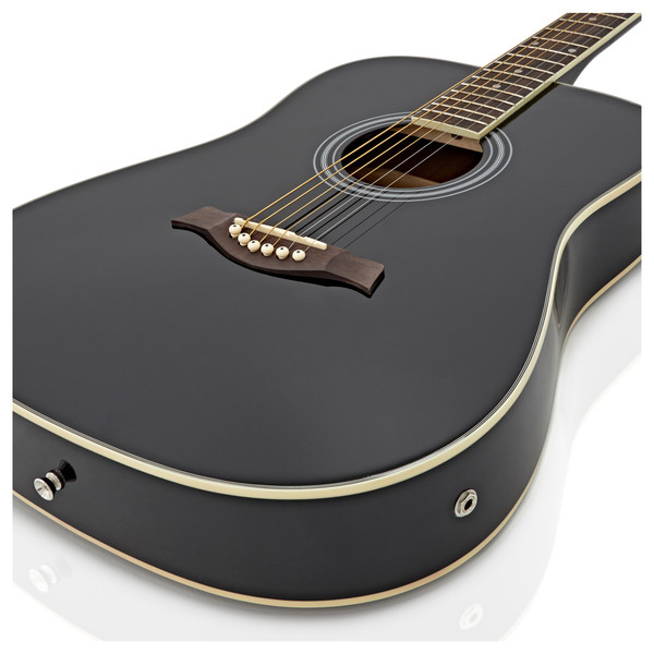 Dreadnought Thinline Electro Acoustic Guitar by Gear4music, Black