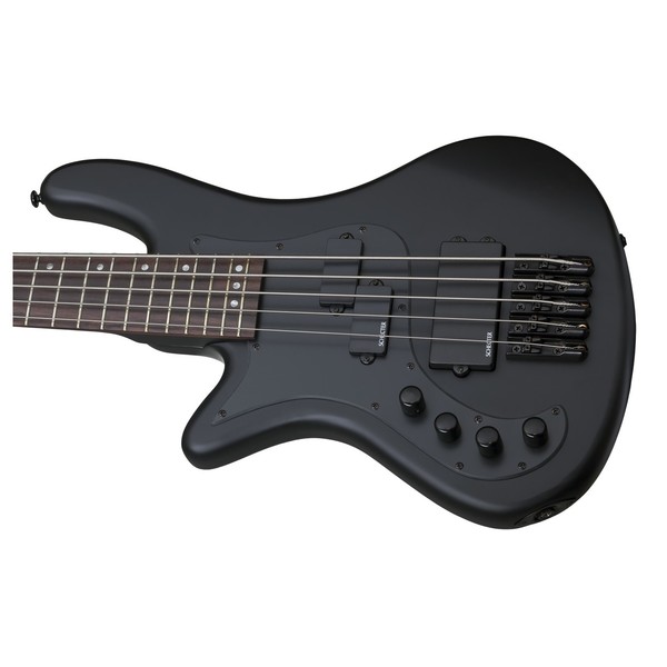 Schecter Stiletto Stealth-5 Left Handed Bass Guitar, Black