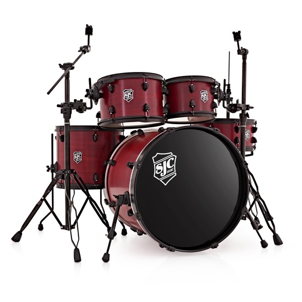 SJC Drums Pathfinder 20 5 Piece Kit w Hardware, Crimson, Black HW