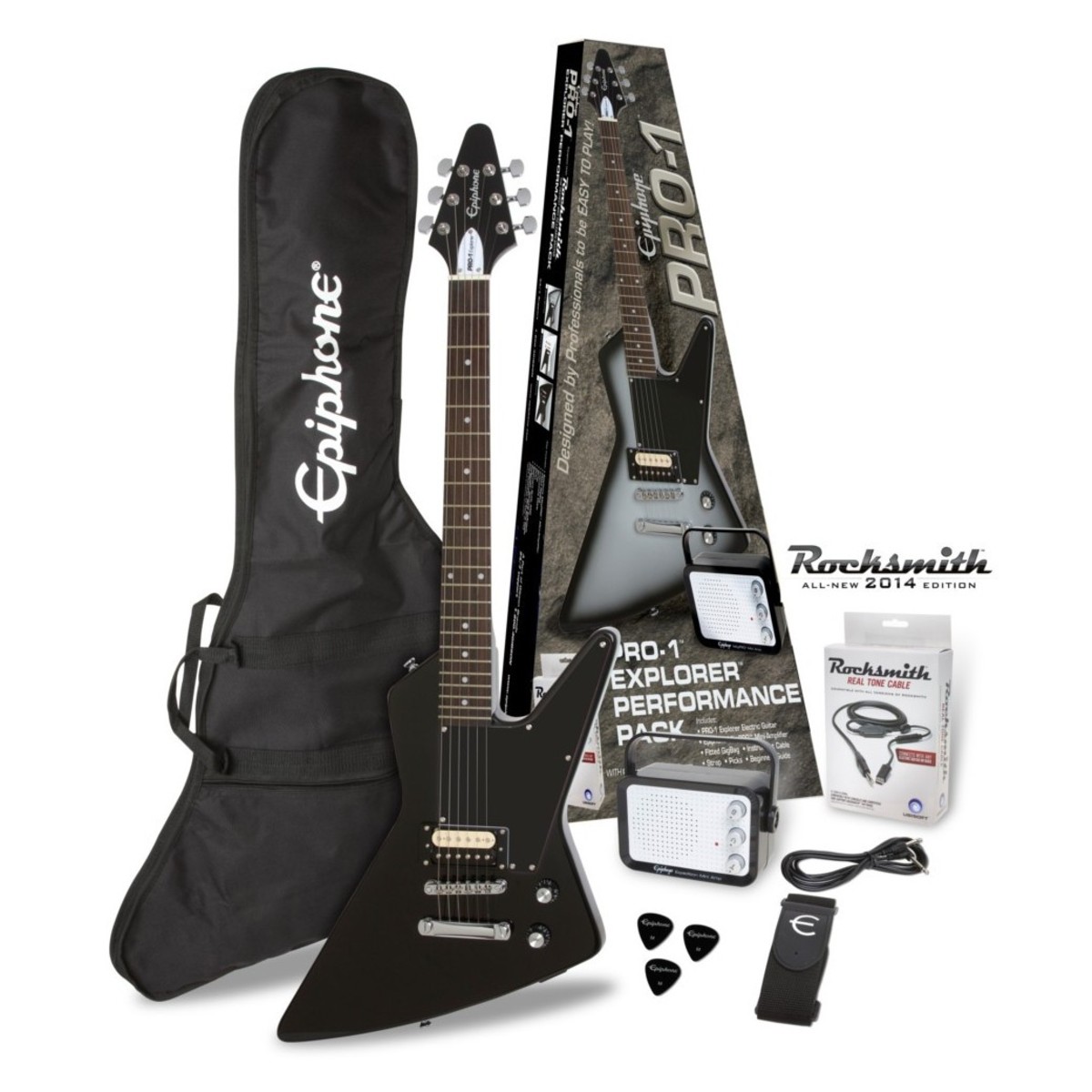 DISC Epiphone Pack Rocksmith PRO-1 Explorer Performance, Ebony | Gear4music