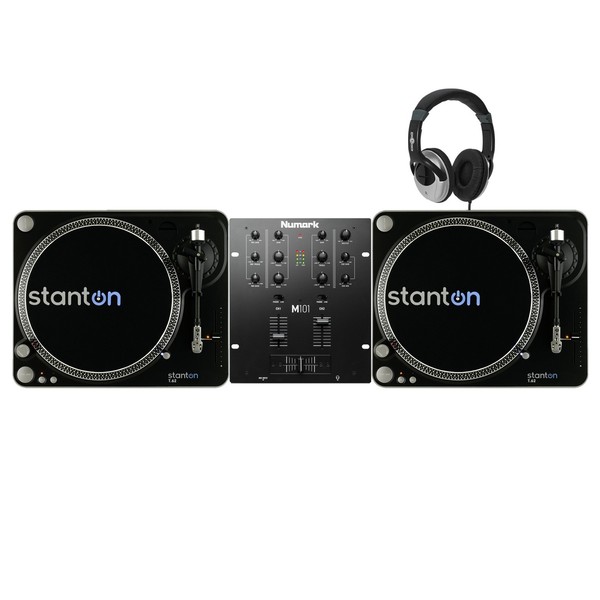 Stanton T.62 Direct Drive Turntables With Mixer & Headphones Pack - Bundle