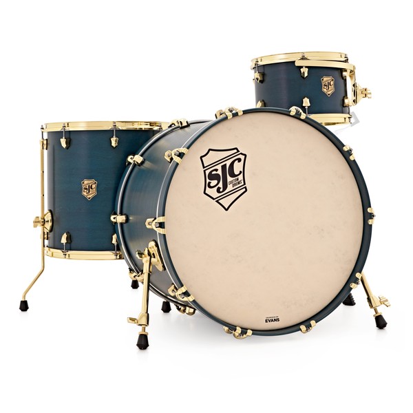 SJC Drums Tour 22'' 3 Piece Shell Pack, Blue with Brass HW