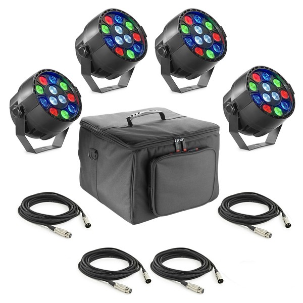 Stagg ECO PAR 12 x 1W LED, 4 Pack with Bag and Cables