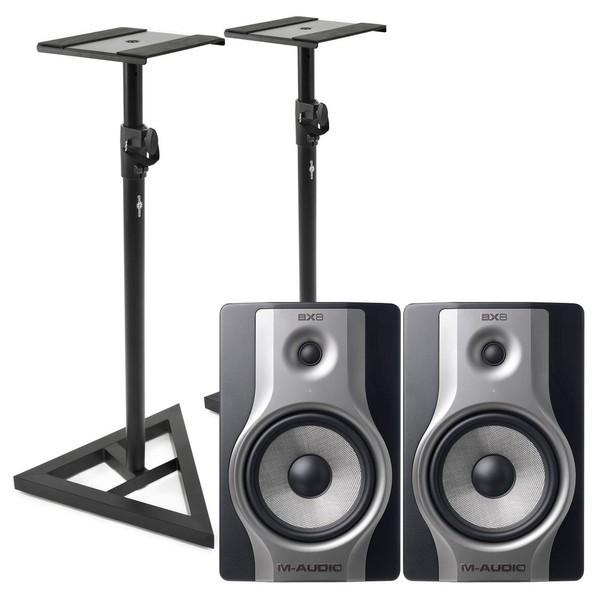 M-Audio BX8 Carbon Active Studio Monitor (Pair) With Stands - Bundle