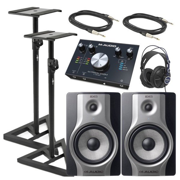 M-Audio BX8 Monitors, M-Track Interface, Cables & Stands Studio Pack - Bundle