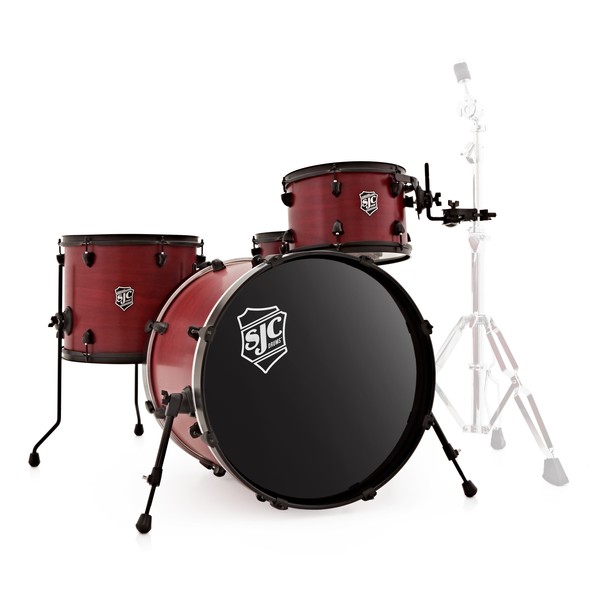 SJC Drums Pathfinder 20" 4 Piece Shell Pack, Crimson, Black HW