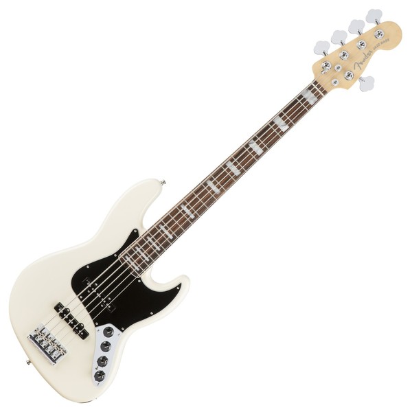 Fender American Elite Jazz Bass V, Ebony, Olympic White