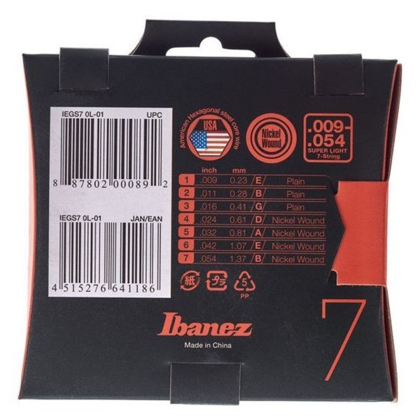 Ibanez IEGS7 7 Electric Guitar Strings, Super Light