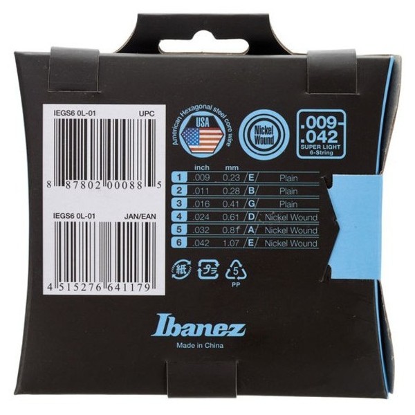 Ibanez IEGS6 6 Electric Guitar Strings, Super Light