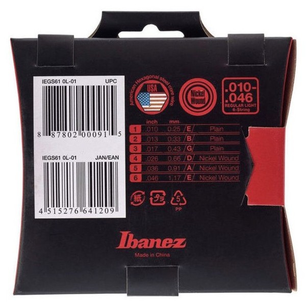 Ibanez IEGS61 6 Electric Guitar Strings, Regular Light
