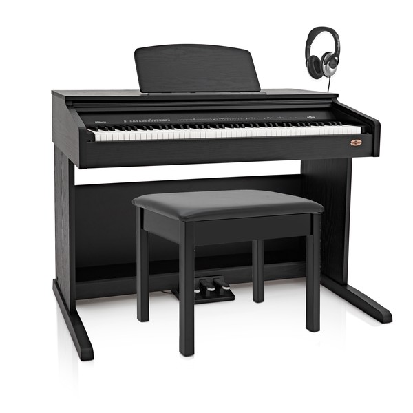 DP-10plus Digital Piano by Gear4music + Piano Stool Pack, Matt Black