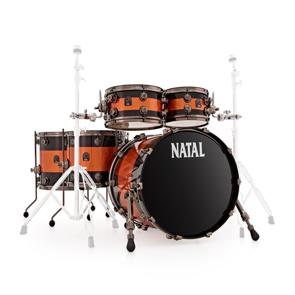 Natal Originals Maple 5pc Shell Pack, Black Sparkle w/ Orange Inlay