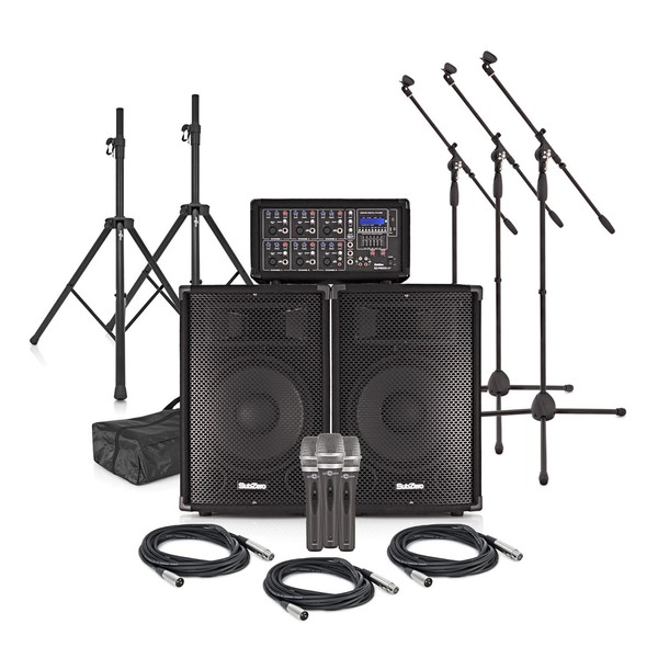SubZero SZPA-612 250W PA System with Microphones and Stands