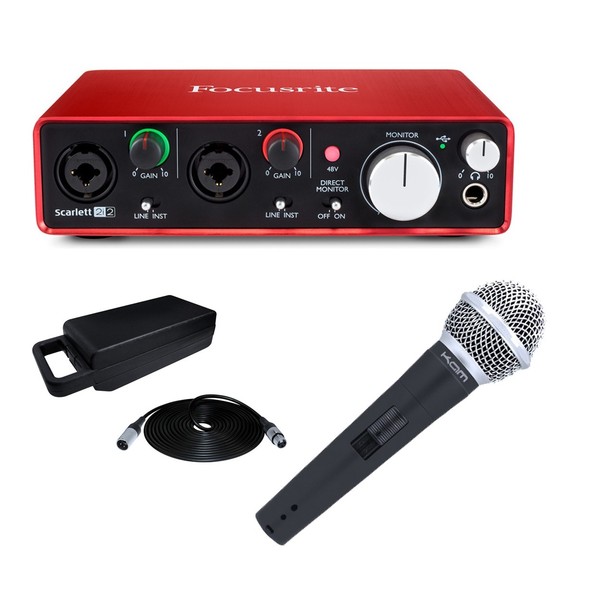 Focusrite Scarlett 2i2 (2nd Gen) with KAM KDM580 V3 Dynamic Vocal Microphone