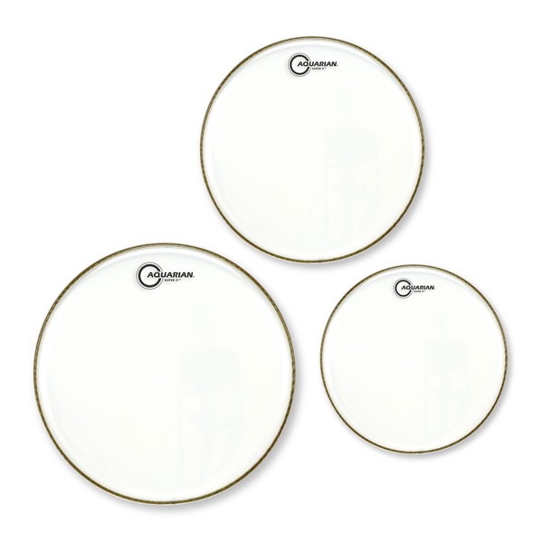 Aquarian Super-2 Clear Drumhead Pack, 12'', 13'', 16''