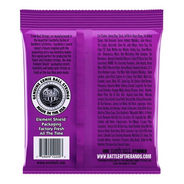 Ernie Ball Power Slinky 2220 Nickel Guitar Strings 11 - 48 back of pack