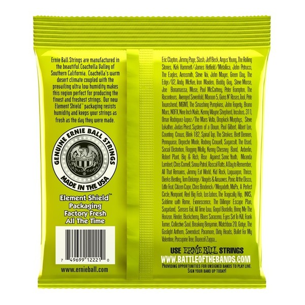 Ernie Ball Regular Slinky 2221 Nickel Guitar Strings 10-46 back of pack