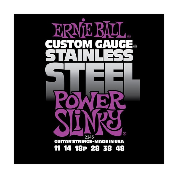 Ernie Ball Stainless Steel Power Slinky 2245 Guitar Strings 11-48