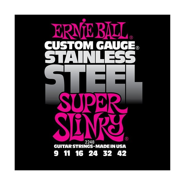 Ernie Ball Stainless Steel Super Slinky 2248 Guitar Strings, 9-42
